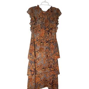 Julia Lordan Floral Tiered Flutter Sleeve Midi Women's Dress Size 14